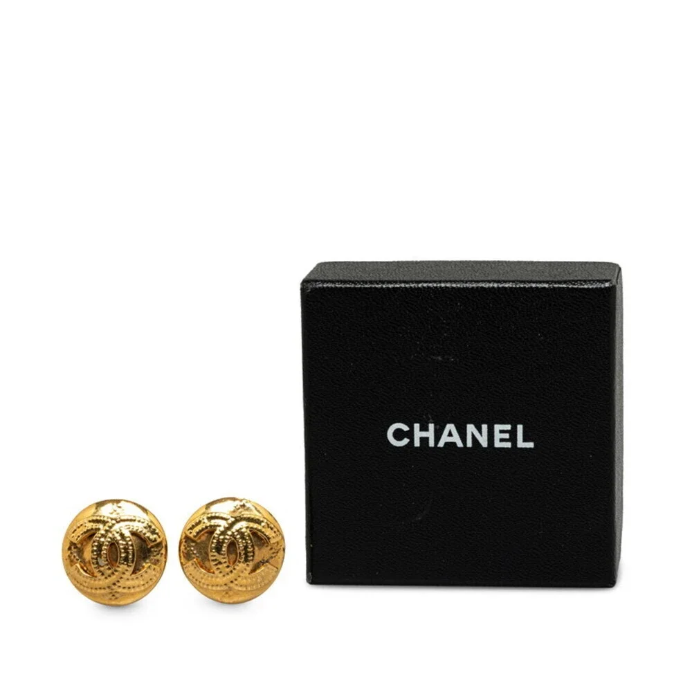 CHANEL Gold Logo Earrings